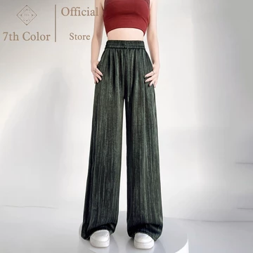 7th Color Celana Bahan Jatuh Celana Panjang Wanita Celana Kulot Celana Santai Elegan