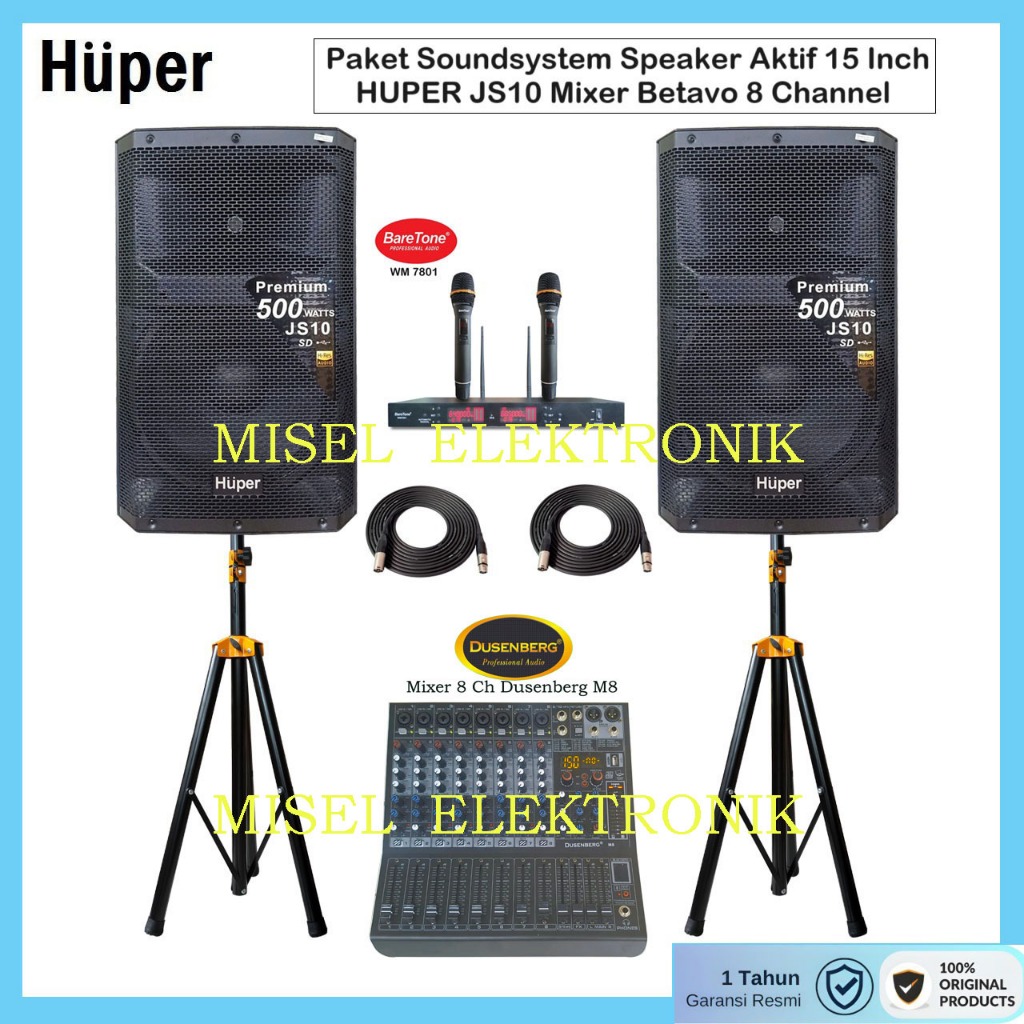 Jual Paket Soundsystem Speaker 15 Inch Huper JS10 Mixer Audio 8 Channel ...