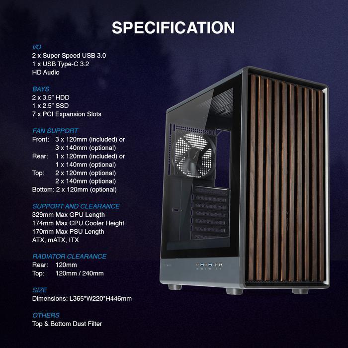 Jual Tecware Timber L Casing Komputer ATX Include 4Fan | Shopee Indonesia