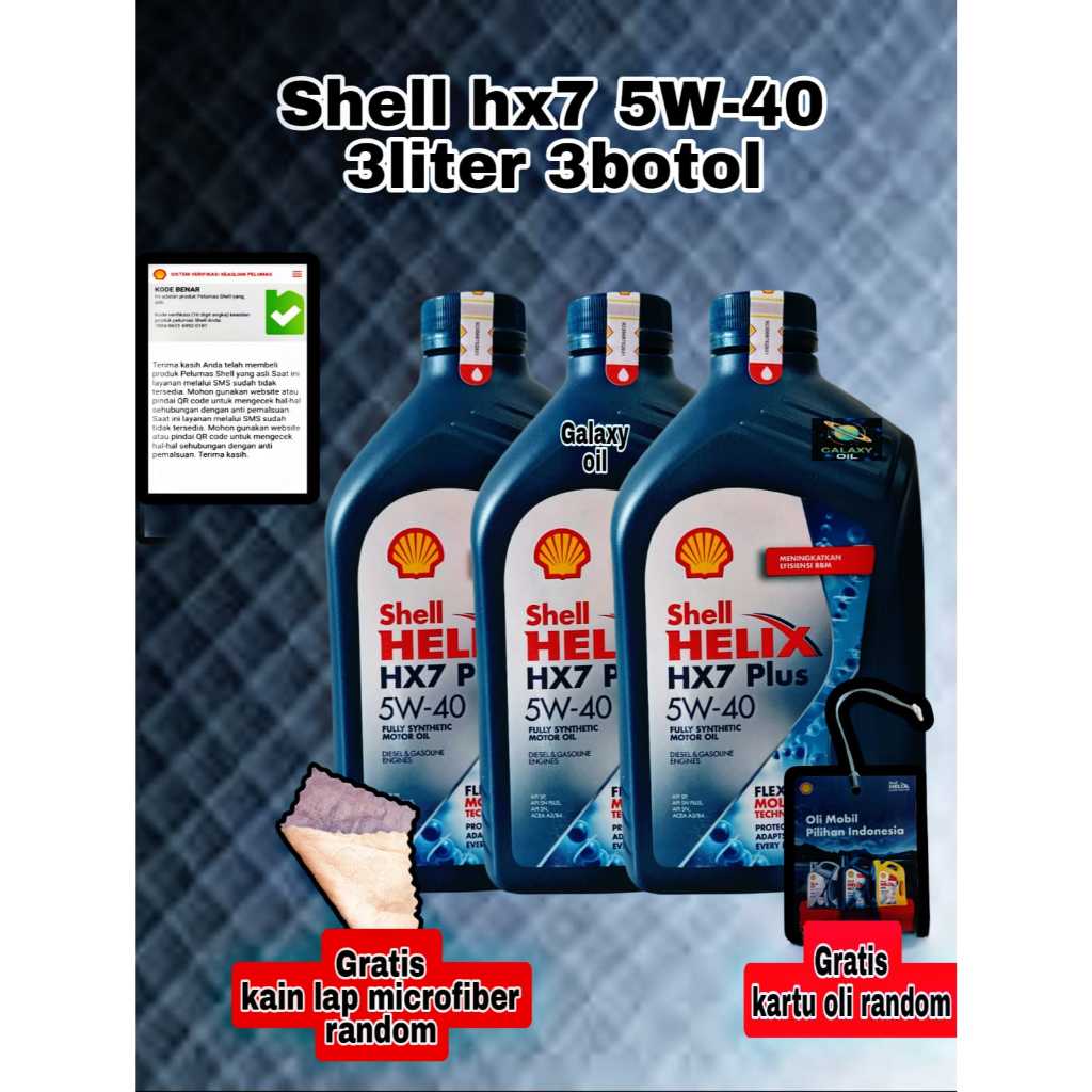 Jual [ 3 BOTOL SHELL HELIX7] OLI Mesin Shell HX7 SAE 5W-40 3 LITER ...