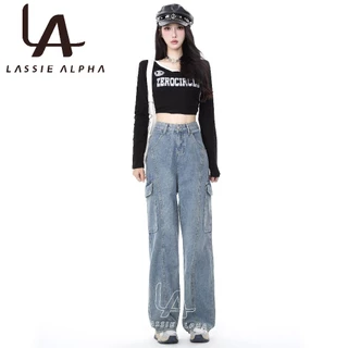 Lassie Alpha J62 Celana Panjang Highwaist Kulot Jeans Wanita  Panjang Wanita  Celana Jeans boyfriend Jeans celana jeans wanita cargo pants jeans HW Celana panjang boyfriend jeans kulot celana kargo wanita high waist jeans lurus Celana panjang kasual jeans
