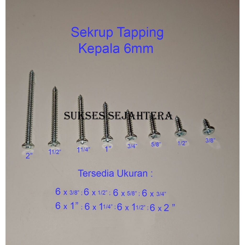 Jual Sekrup Skrup Tapping Screw JF Kayu Kepala 6 mm , Harga 1 Bungkus ...