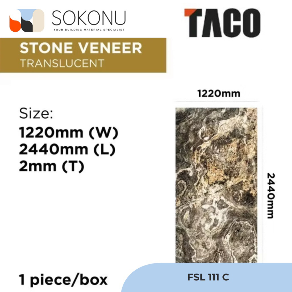 Jual TACO Fideco Wall Panel Stone Veneer Translucent Tebal 2mm Ukuran ...