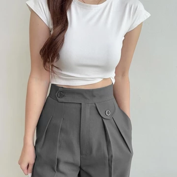 AMARAVE Celana Panjang Wanita Highwaist Celana Bahan Wanita Kerja Kulot Wanita Kantor Bahan Woll