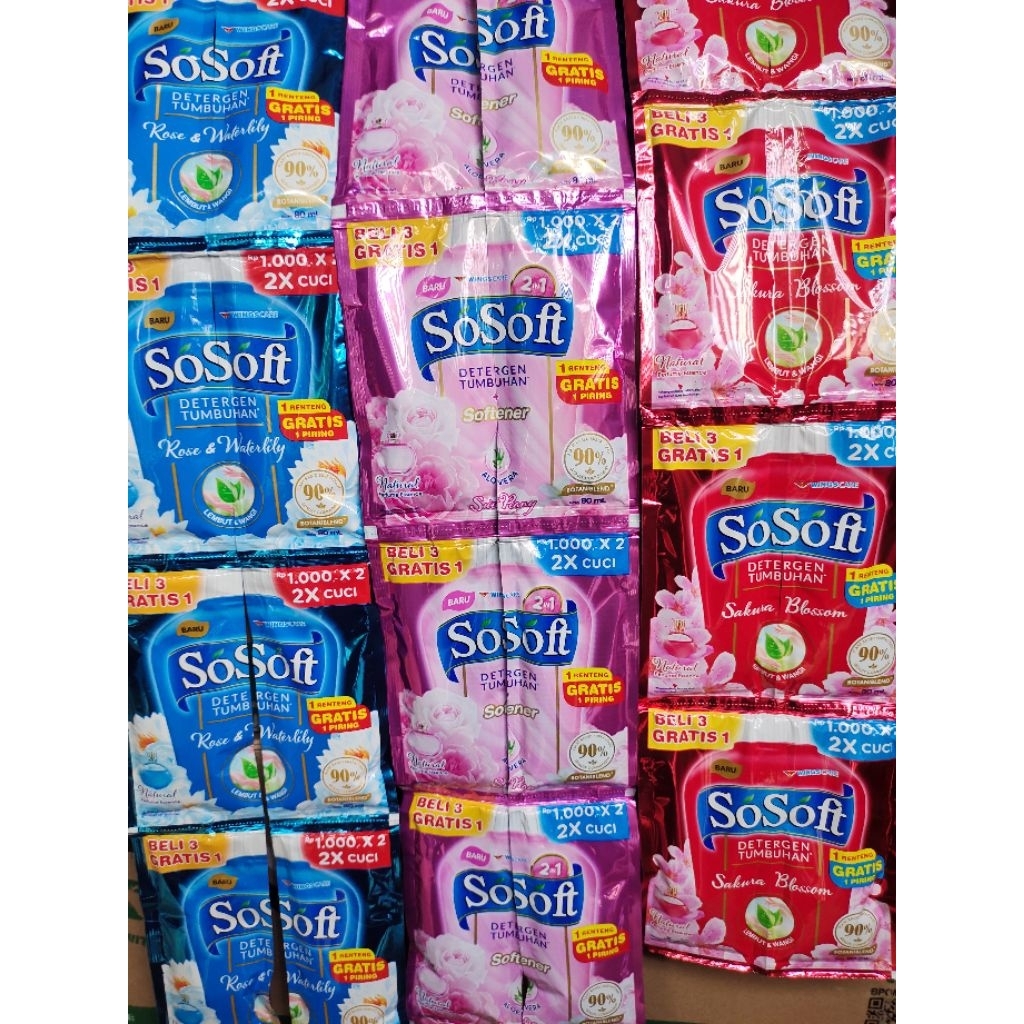 Jual Sosoft Detergen Cair Renceng Isi 16 Sachet 80ml | Shopee Indonesia