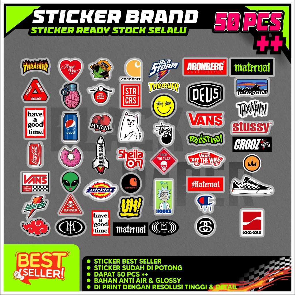 Jual STIKER BRAND DISTRO 117 picis sudah di potong tinggal tempel bahan ...