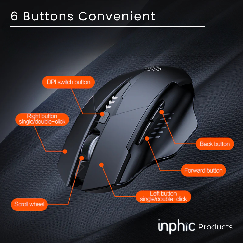 Mouse Gaming Wireless 3 Mode Bluetooth Silent Click Rechargeable Battery A1 Inph - foto 3