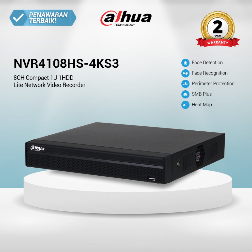 Jual Dahua NVR Series NVR4108HS-4KS3 | NVR 8 Channel Compact 1U 1HDD ...