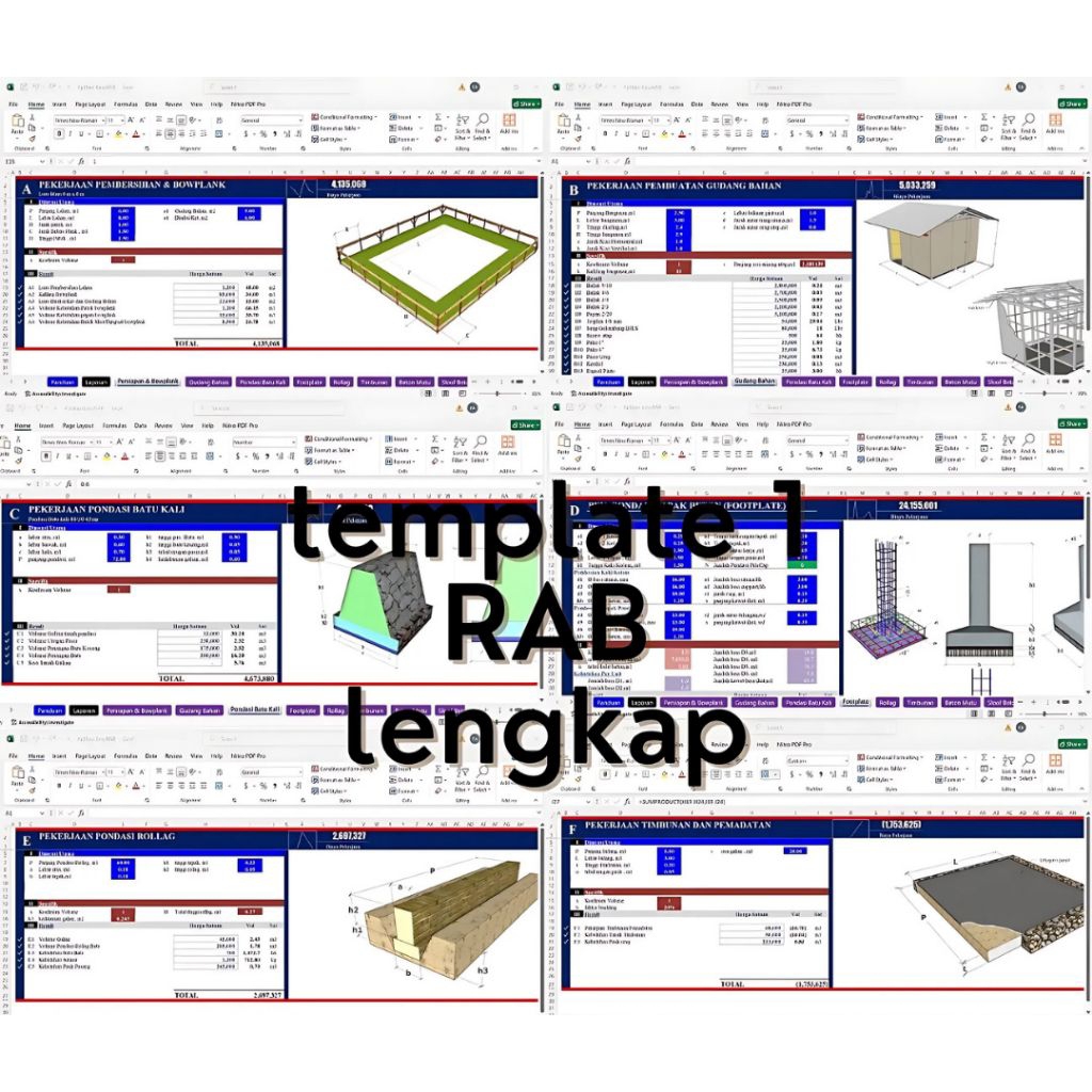 Jual Kumpulan Rumus Otomatis RAB Lengkap Format Excel | Hitung Biaya ...