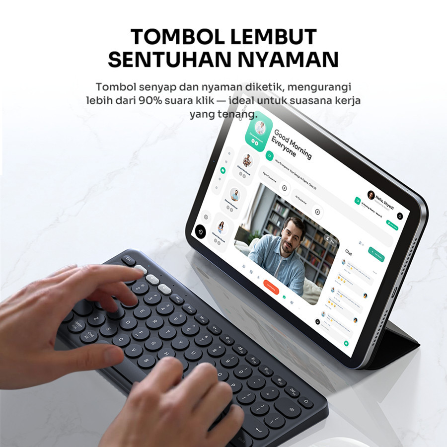 Jual ROBOT Keyboard Wireless Bluetooth Silent Keys Multi-Device Untuk ...