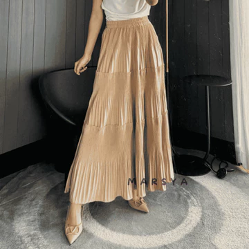 Rok Plisket Susun Maiza Skirt Ruffle Wanita Anti Nerawang Korean Style Bahan Knite Evano Premium