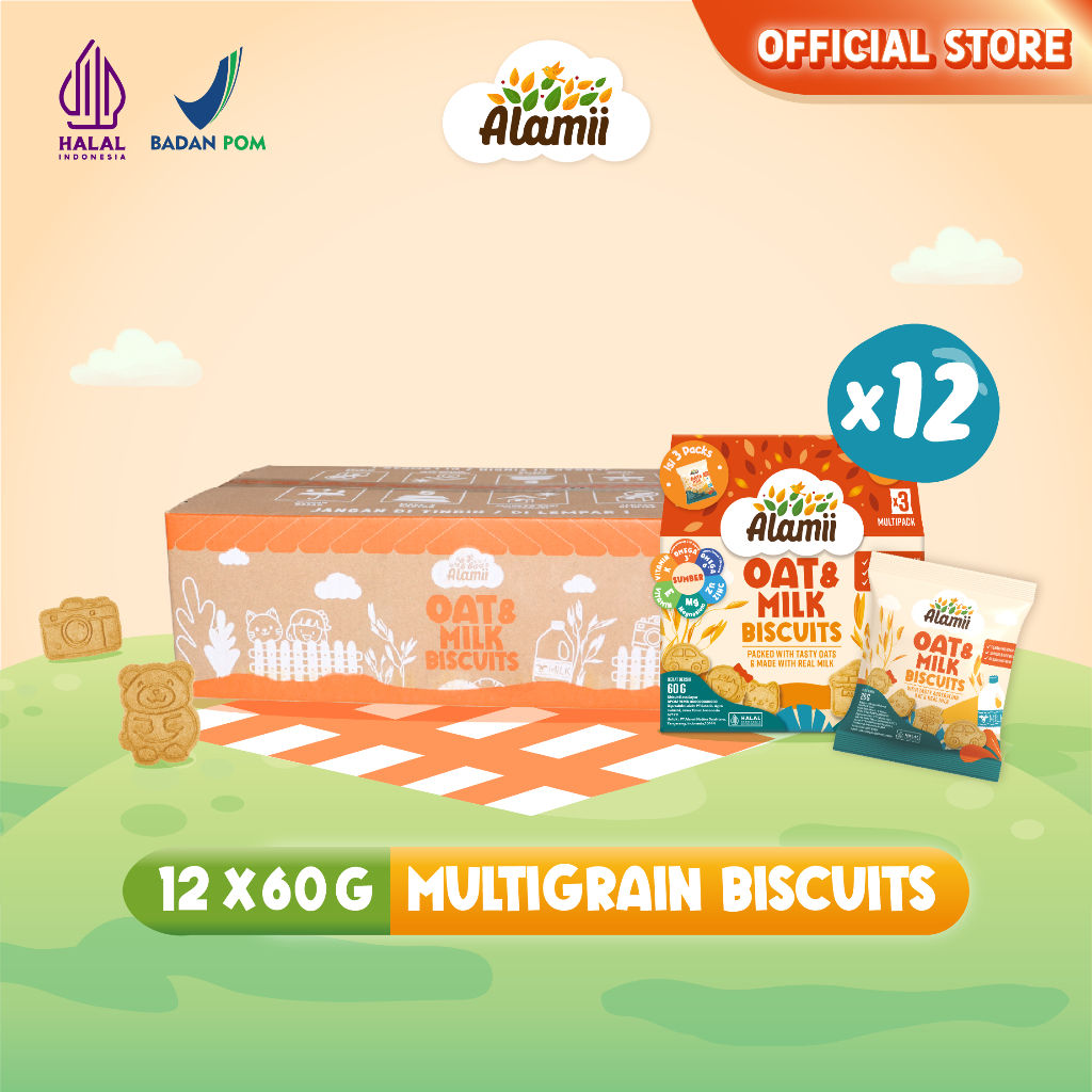 Jual Alamii Multigrain Biscuits - Bundle isi 12 x 60g (3 packs x 20g ...