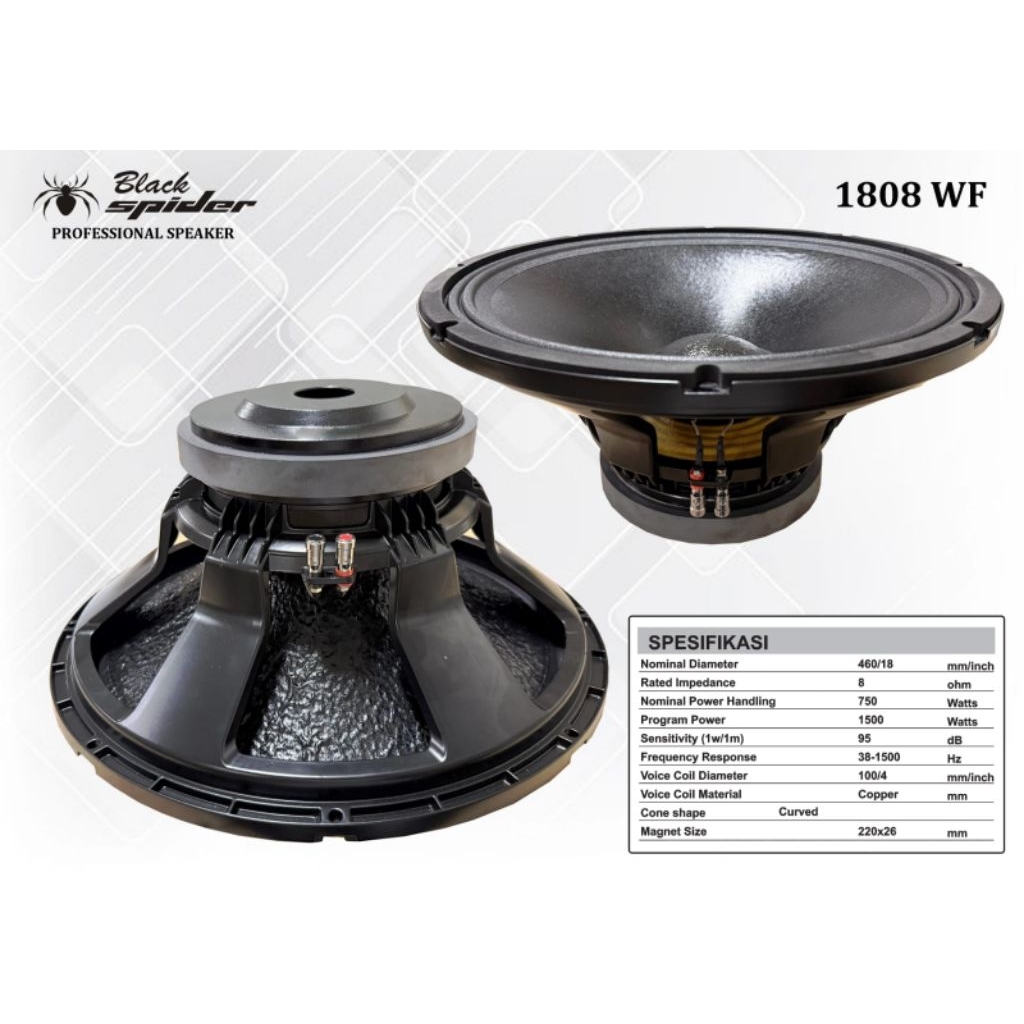 Jual Speaker Black Spider 1808WF 18 inch Woofer Coil 4 inch 1500 Watt ...