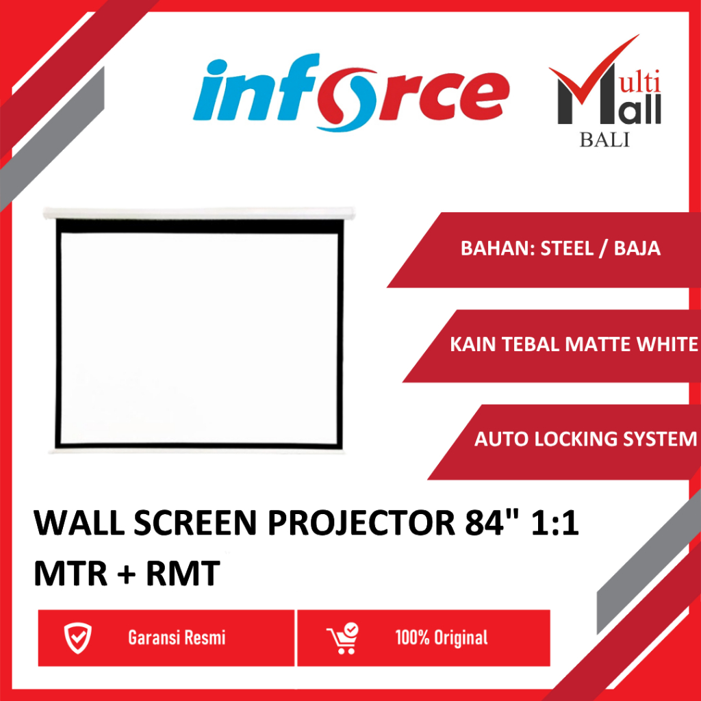 Jual Wall Screen Projector Motorized + Remote 84 1:1 / Layar Inforce ...