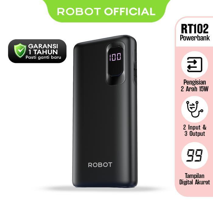 Jual ROBOT RT102 / RT-102 Powerbank Fast Charging 10000 mAh Dual Output ...