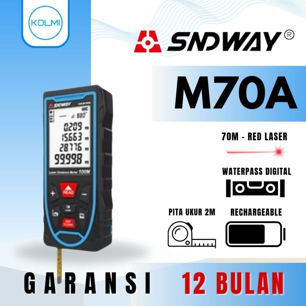 Jual SNDWAY Meteran Laser Digital Distance & Pita Meter Rechargeable 2 ...