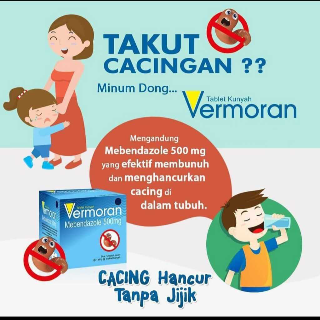 Jual Vermoran Mebendazol 500mg 1 strip 1 tablet | Shopee Indonesia