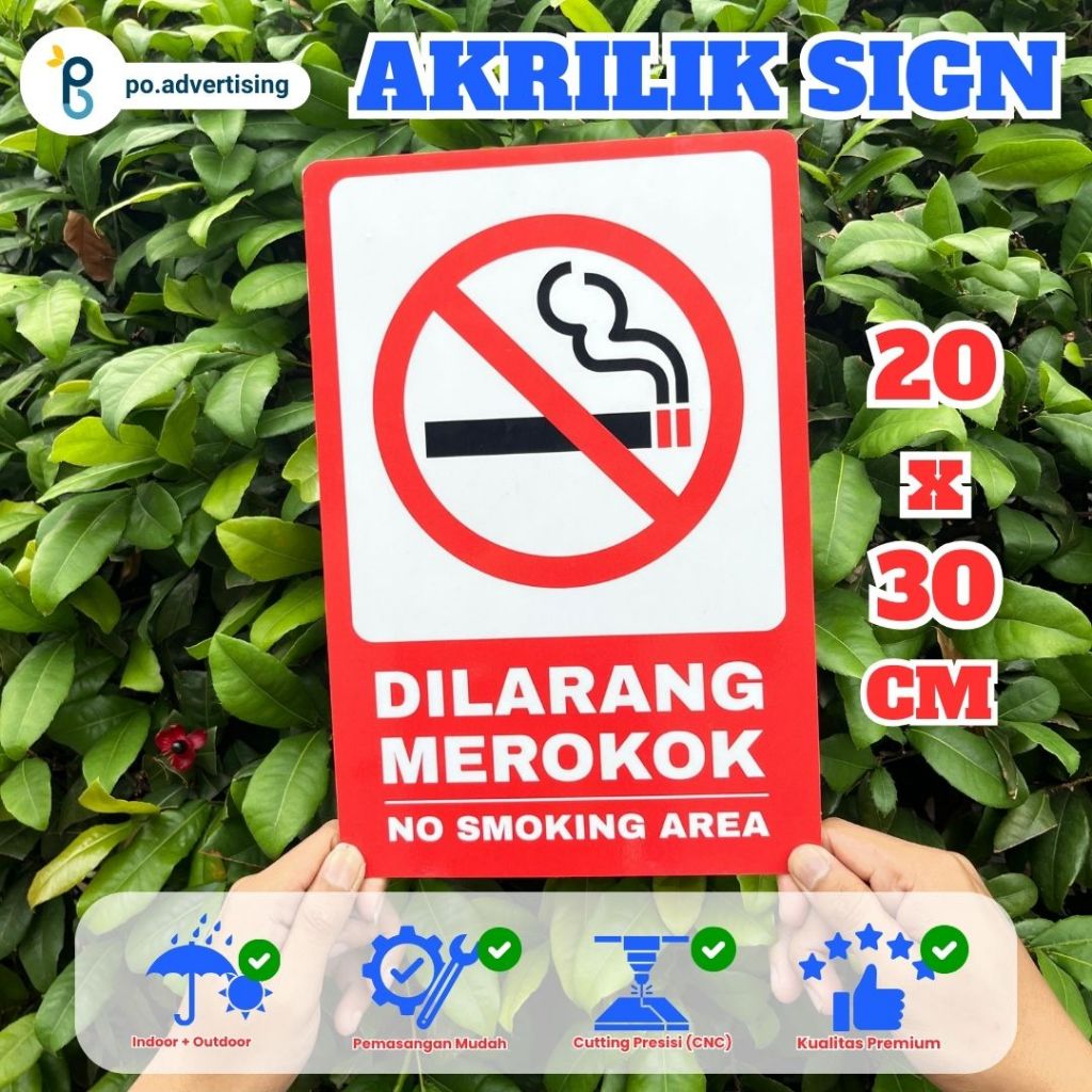 Jual Akrilik Sign/Rambu Dilarang Merokok 30x20 | Akrilik Laser Cutting ...
