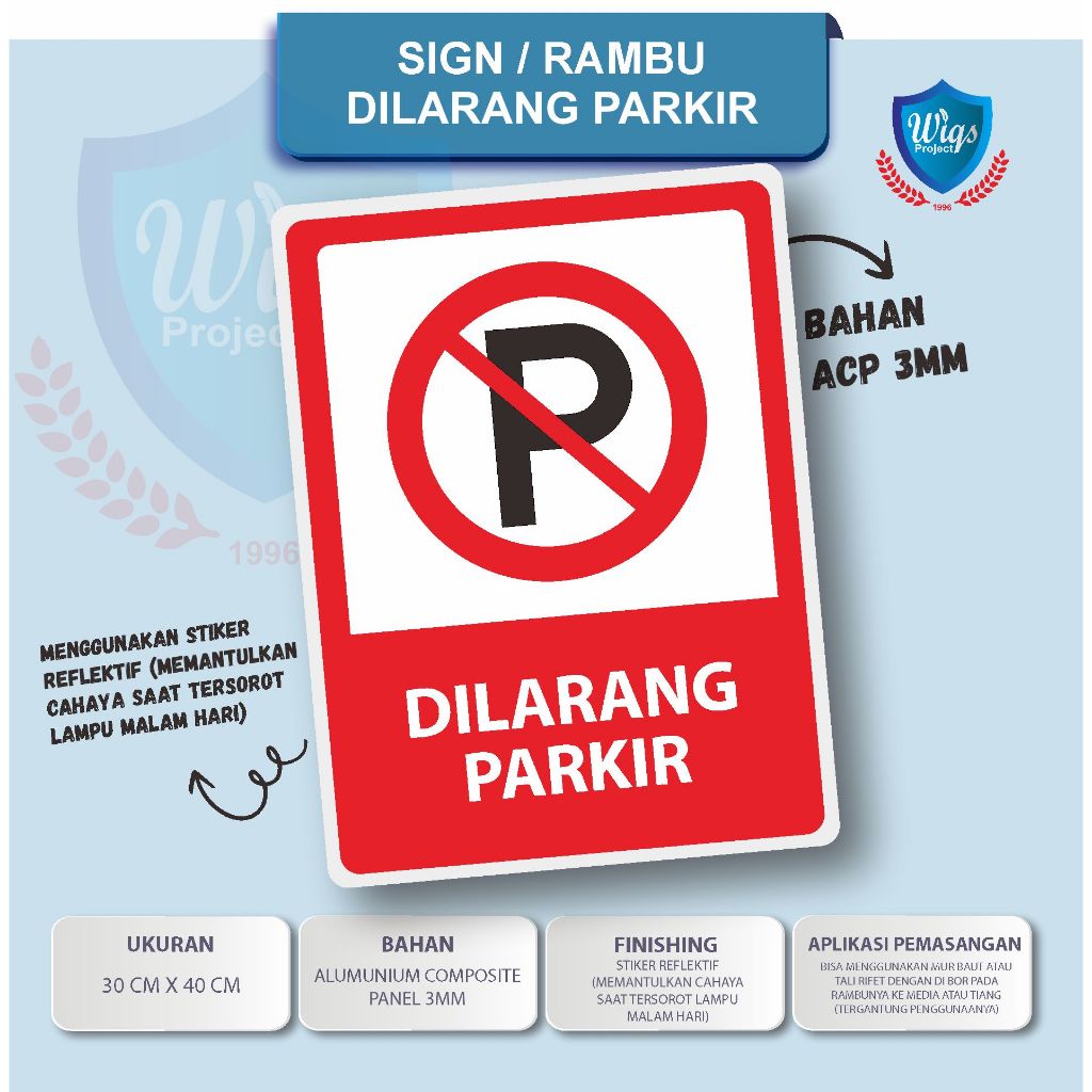 Jual Rambu Dilarang Parkir Plat ACP tebal 3mm | Shopee Indonesia