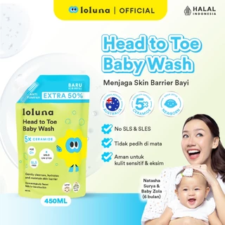Loluna Head to Toe Wash 450ml Refill - Sabun Sampo Mandi Perawatan Kulit Bayi dan Anak / Sabun untuk Newborn/ 5x Ceramide