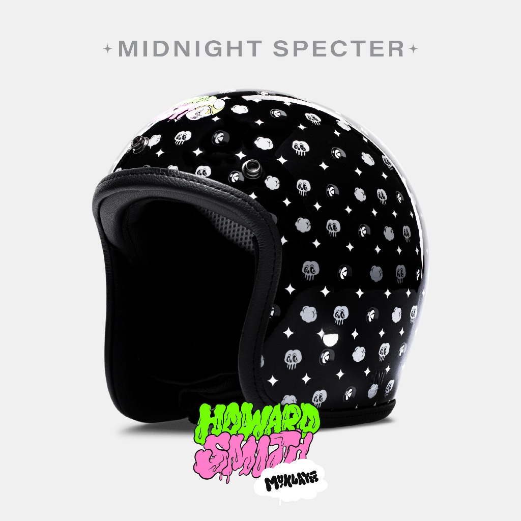 Jual Howard Smith Super Helm Half Face - Muklay Black | Shopee Indonesia