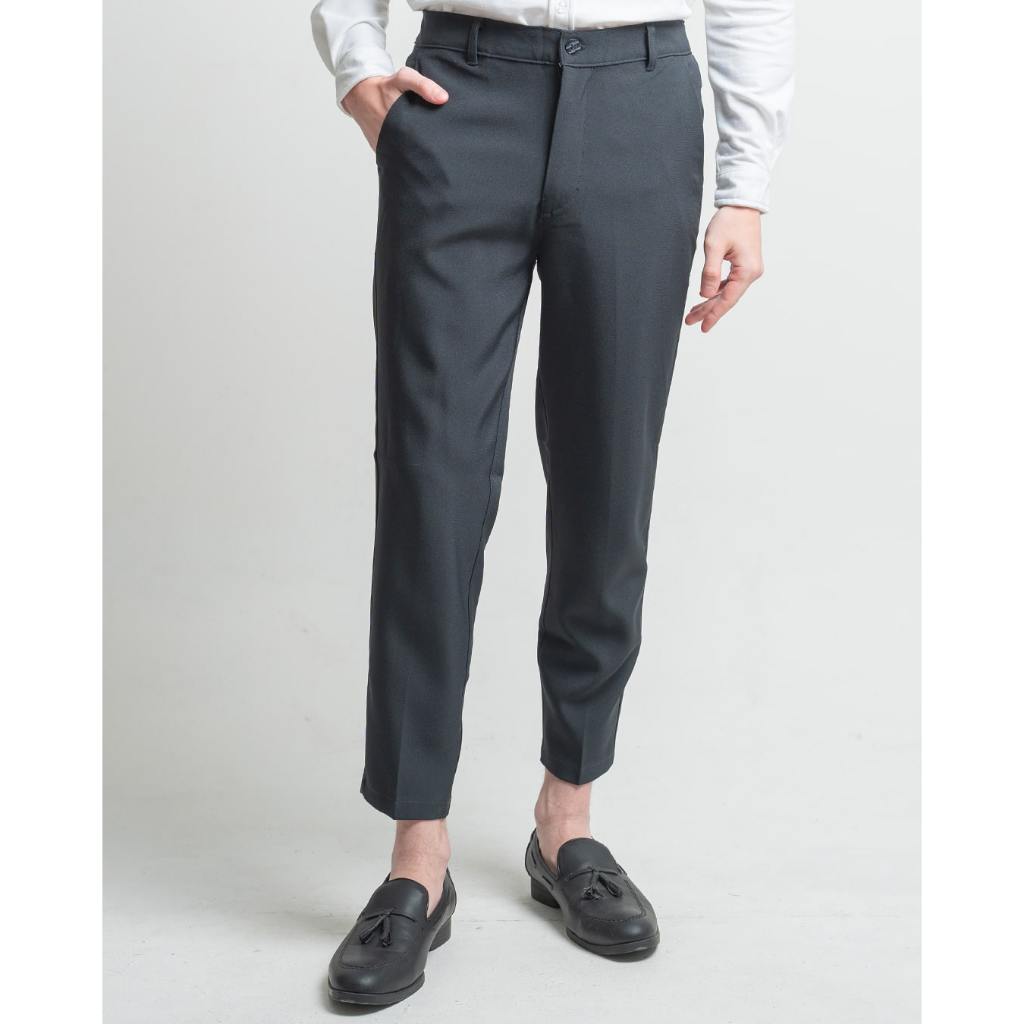 Jual HSRM - Dapper Formal Ankle Pants Dark Grey | Shopee Indonesia