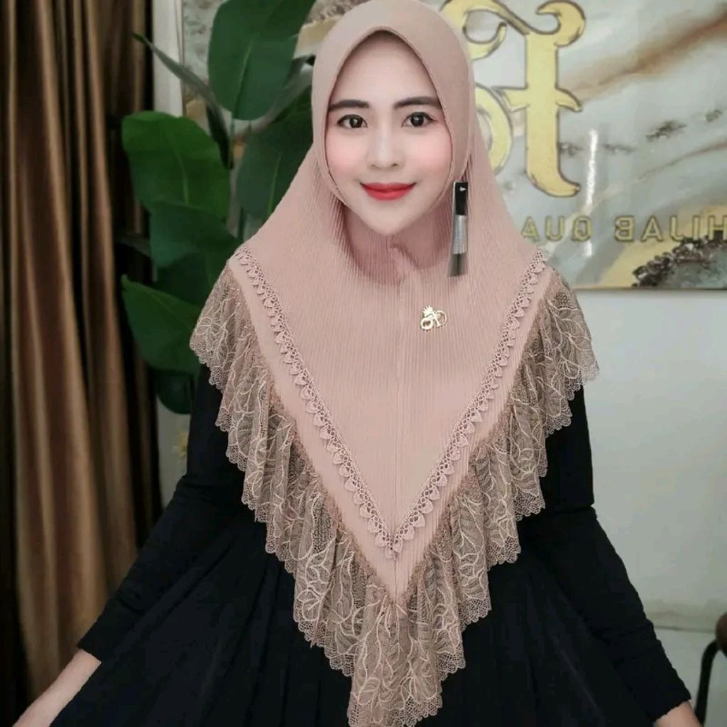 Jual Jilbab Instan Selena Renda ori FO | Shopee Indonesia