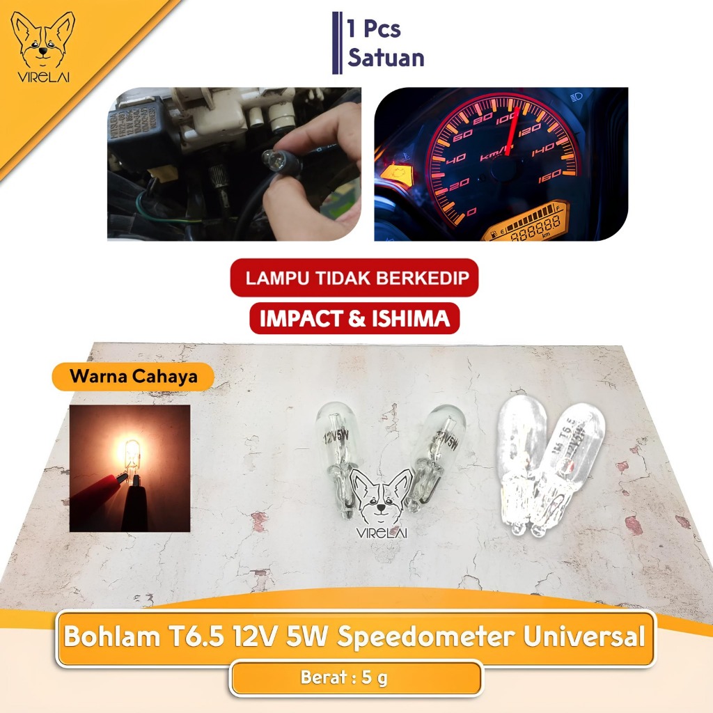 Jual [SATUAN]Bohlam T6.5 12V 5W Speedometer Universal | Shopee Indonesia