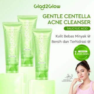 Glad2Glow Centella Salicylic Acid Acne Gel Cleanser  facial wash skincare face wash sabun cuci muka cleansing balm exfoliating exfoliasi wajah sabun muka pembersih wajah merawat serta membantu menenangkan jerawat menenangkan kulit g2glow official store