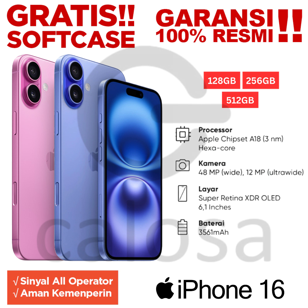 Jual Apple Iphonee 16 / 16 Plus / 16 Pro / 16 Pro Max/ 16e 128GB 256GB