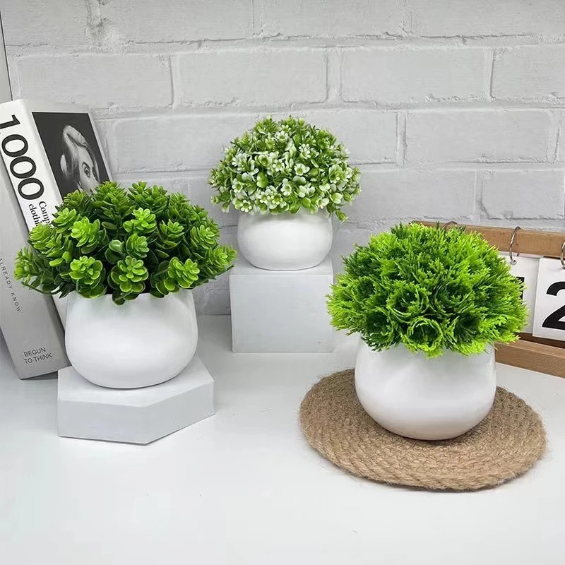 Jual Pot Tanaman Daun Rumput Hias Bulat Grass ball Artificial bunga ...