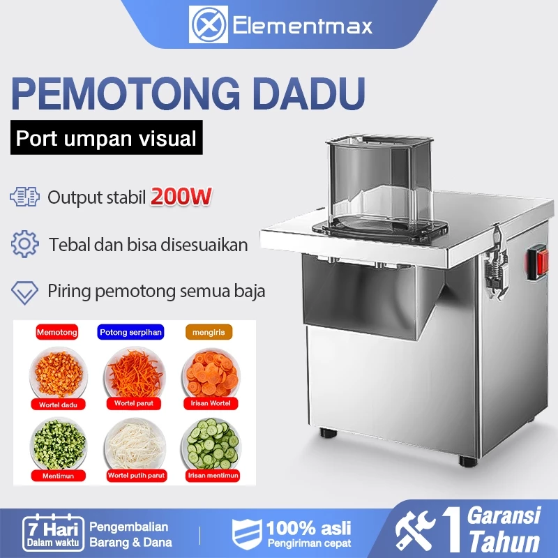 Elementmax Mesin Pemotong Dadu/Memotong Dadu,Iris,Irisan,Lapisan/Vegetable Fruit Slicer/Alat Iris Buah dan Sayur Multifungsi, Pemotong Kentang, Wortel, Timun, Apel - Praktis & Cepat, Hemat Waktu Mesin Potong Sayur Elektrik Multifungsi