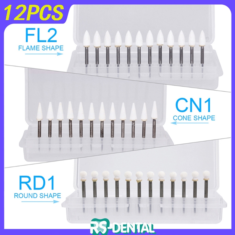 Jual 12Pcs/box Dental bur poles polishing putih high speed GIC white ...