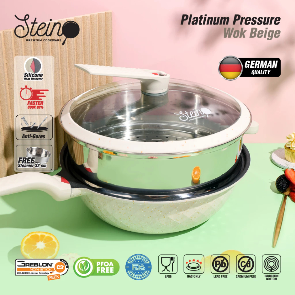 Jual Steincookware Platinum Wok Pressure Cooker - 32 cm Anti-Stick Wok ...