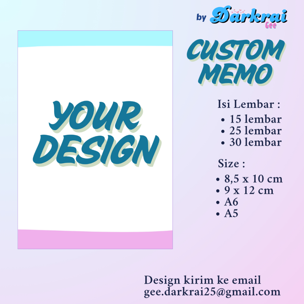 Jual DarkraiGee - Memo / Notes / Catatan Custom Design Sendiri ukuran ...