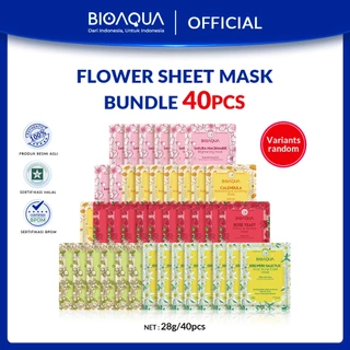 BIOAQUA Sheet Mask Paket Masker Muka Glowing Masker Wajah bpom organik Whitening Brightening/Anti-Acne Masker Jerawat dan Bekas Jerawat /Hydrating Moisturizing/Anti-aging Perawatan Wajah