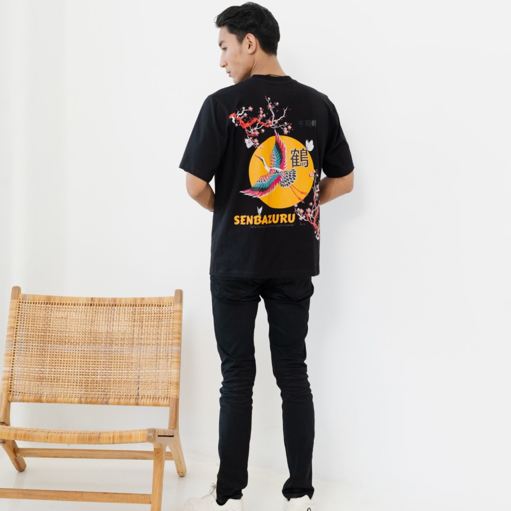 Jual Kuroi Japanese Crane Blossom Tee | Elegant Japanese Streetwear ...