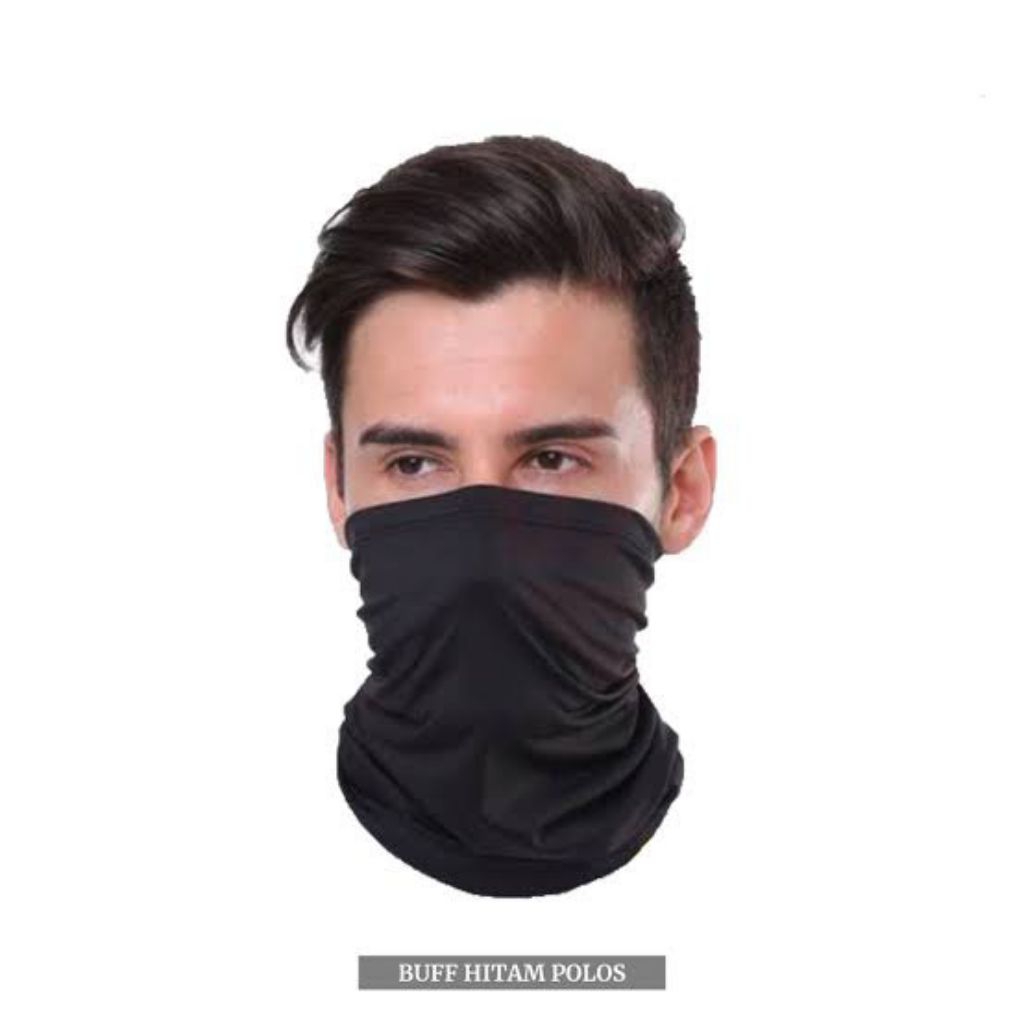 Jual masker motor buff multifungsi hitam polos elastis tanpa jahitan ...