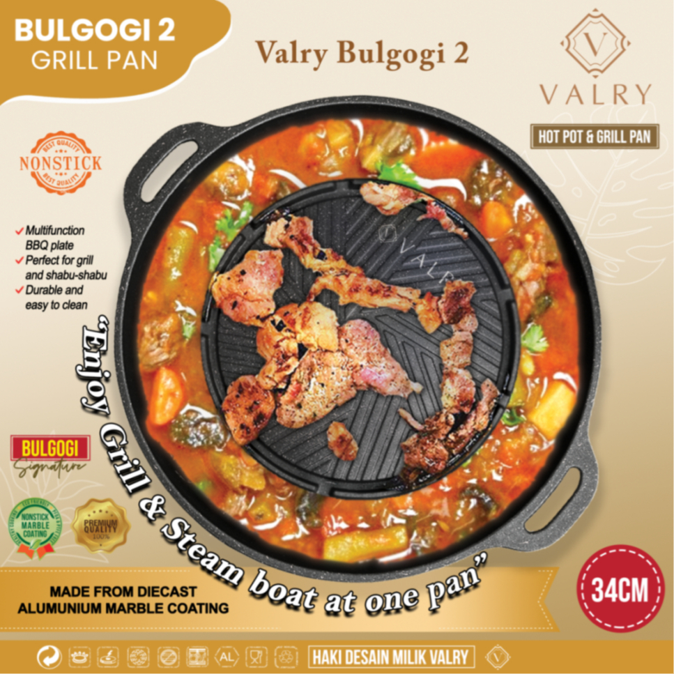 Jual VALRY BULGOGI Grill pan panci shabu shabu BBQ pan ALAT