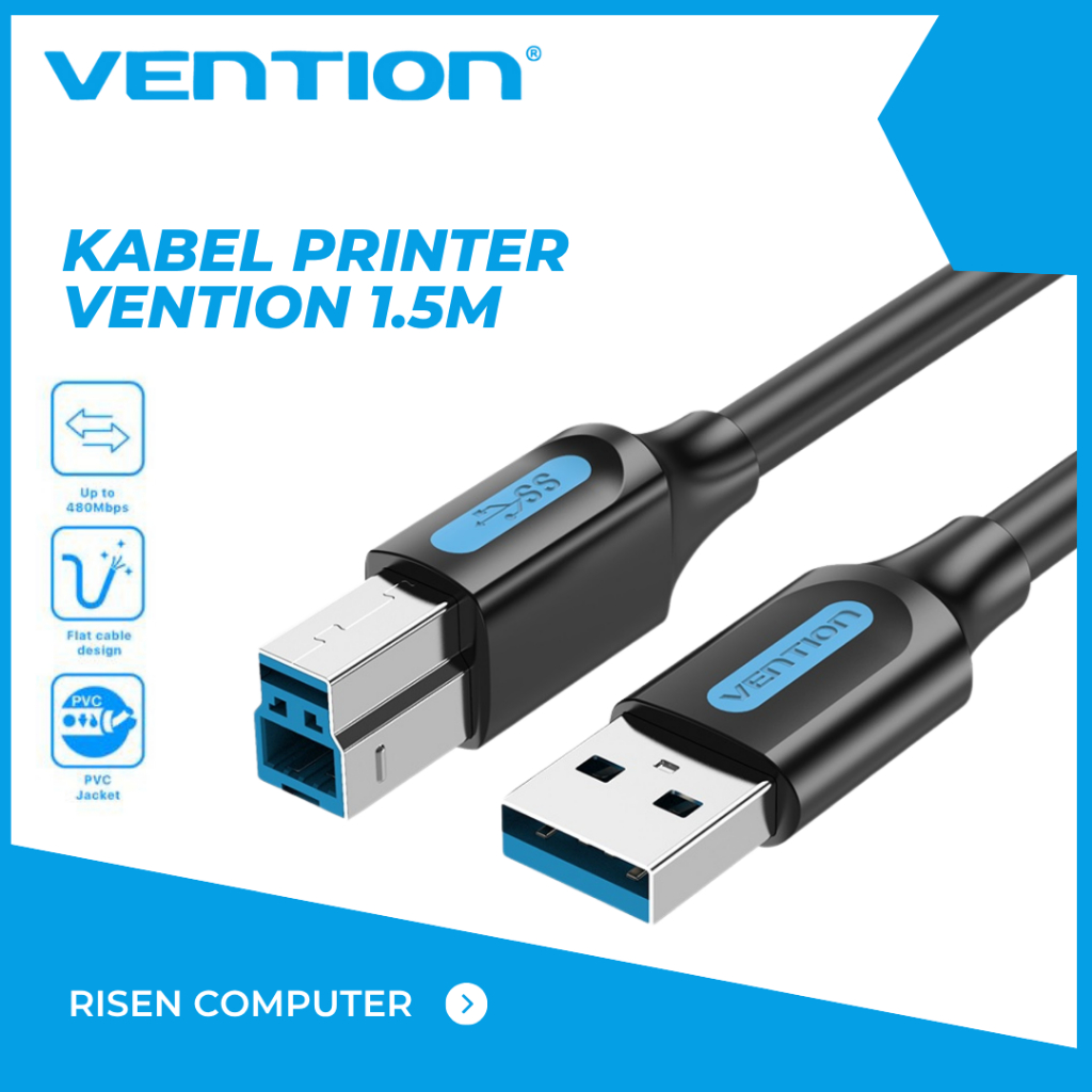 Jual VENTION KABEL PRINTER 1.5M Usb 2.0 Type A Male to B Scanner 1.5 ...