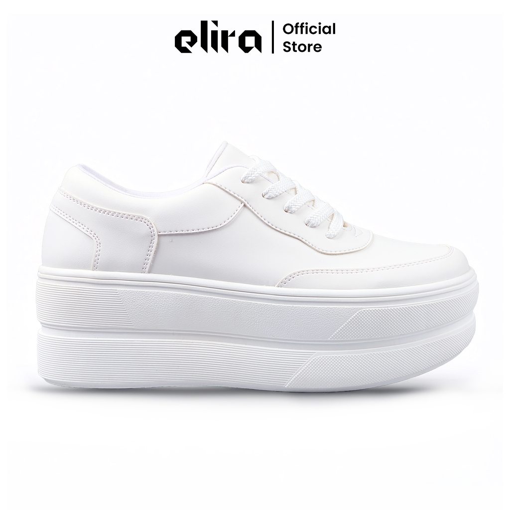 ELIRA Sepatu Sneakers Platform Wanita GANA White Pink Tinggi Casual Shoes  Women