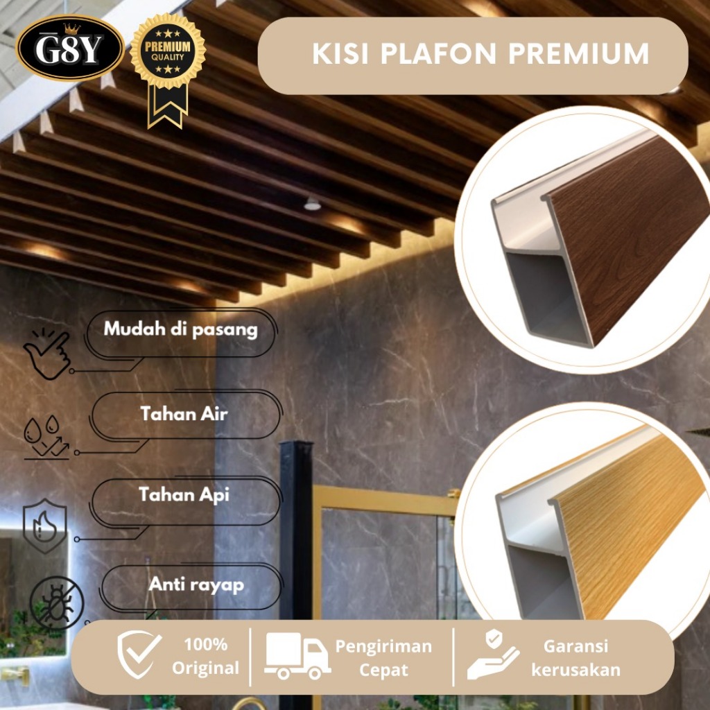 Jual Kisi Kisi Plafon PVC Motif Kayu – WPC Bar Ceiling Plafon Interior ...