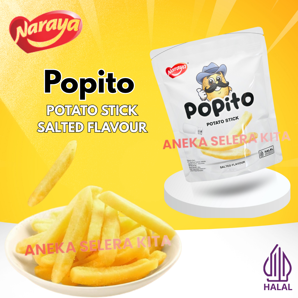 Jual Naraya Popito Potato Stick Salted Flavour Halal 40g | Shopee Indonesia