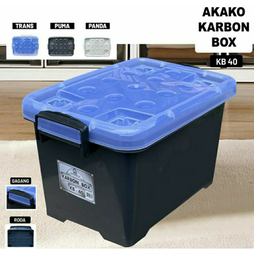 Jual Container Box Akako kb 40 ukuran 35L dengan roda full hitam ...