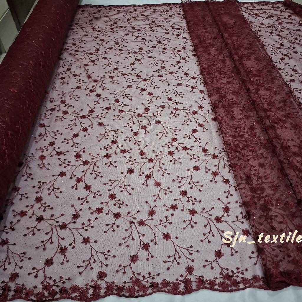 Jual PROMO!! Kain Tile Akar Mutiara Gliter / Bahan Brokat Gliter ...