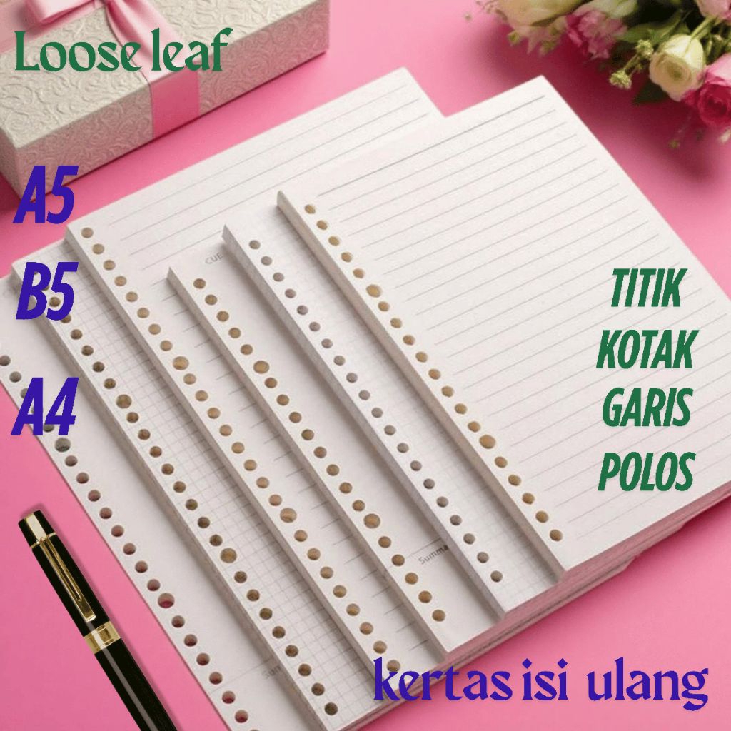 Jual (25 LEMBAR MURAH) Loose Leaf A5, B5, A4 Kertas File Isi Binder, 20 ...