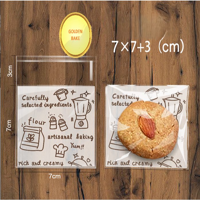 Jual GBake 7x7cm 100pc ARTISANAL BAKING plastik cookies perekat seal ...
