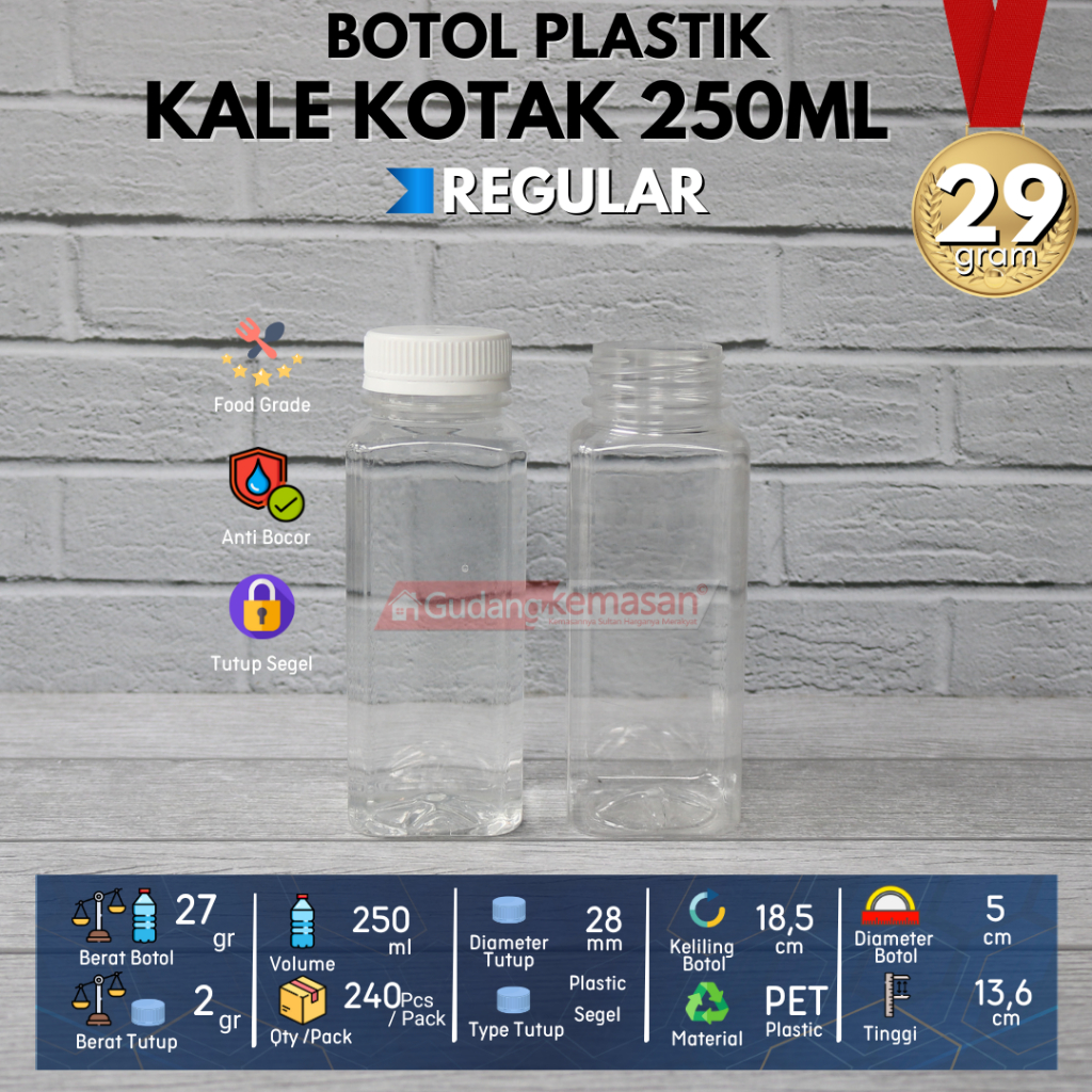 Jual Botol plastik minuman 250ml kale kotak jus susu kopi tutup segel ...