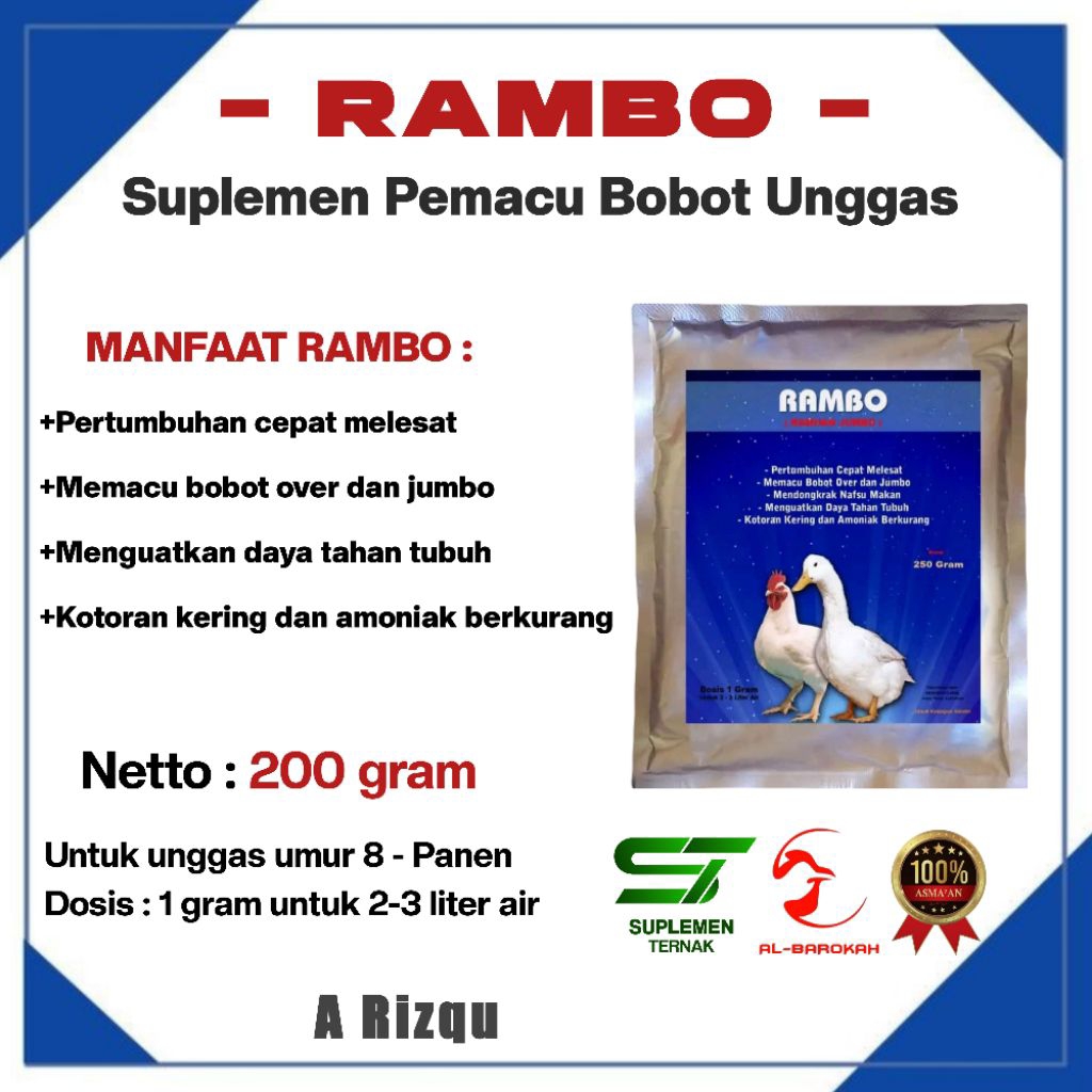 Jual RAMBO ( Ramuan Jumbo ) - VITAMIN AYAM BROILER - UNTUK BEBEK ...