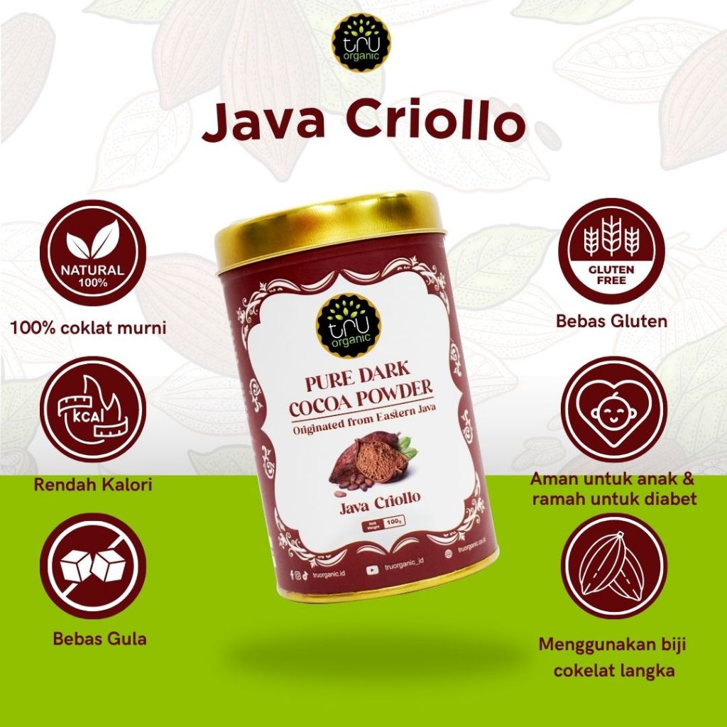 Jual (100gr) TruOrganic Artisan Java Criollo Pure Dark Cocoa Powder ...